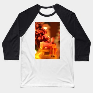 Christmas Village Lady Sitting on a Bench Baseball T-Shirt